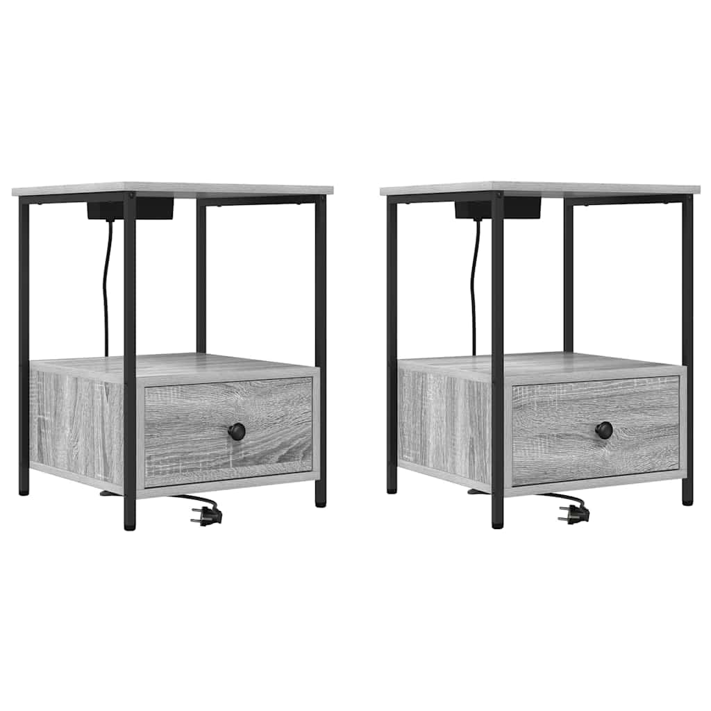 Κομοδίνο με συρτάρι 2 pcs Γκρίζο Σονομα 42 x 41 x 56 εκ. - Pakobazaar