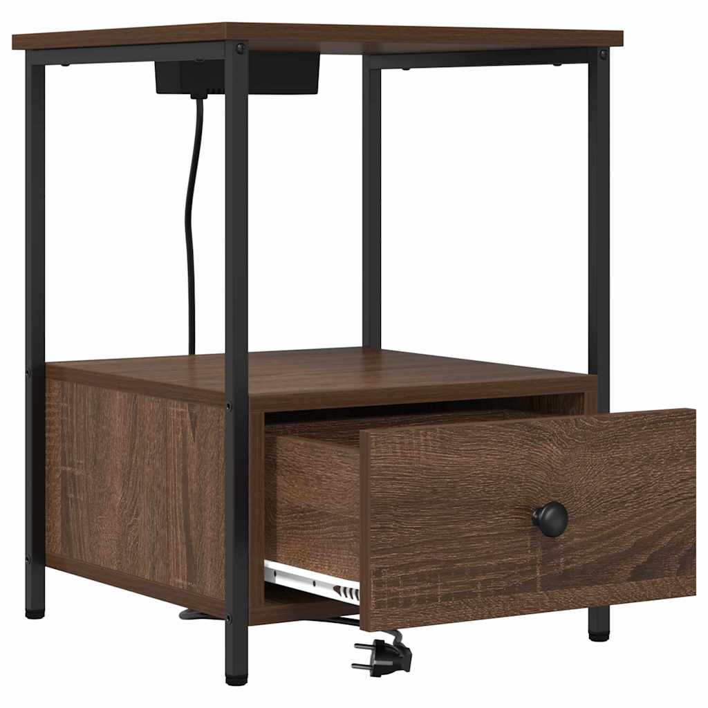 Κομοδίνο 2 pcs Καφέ δρυς 42 x 41 x 56 εκ. Επεξεργασμένο ξύλο - Pakobazaar