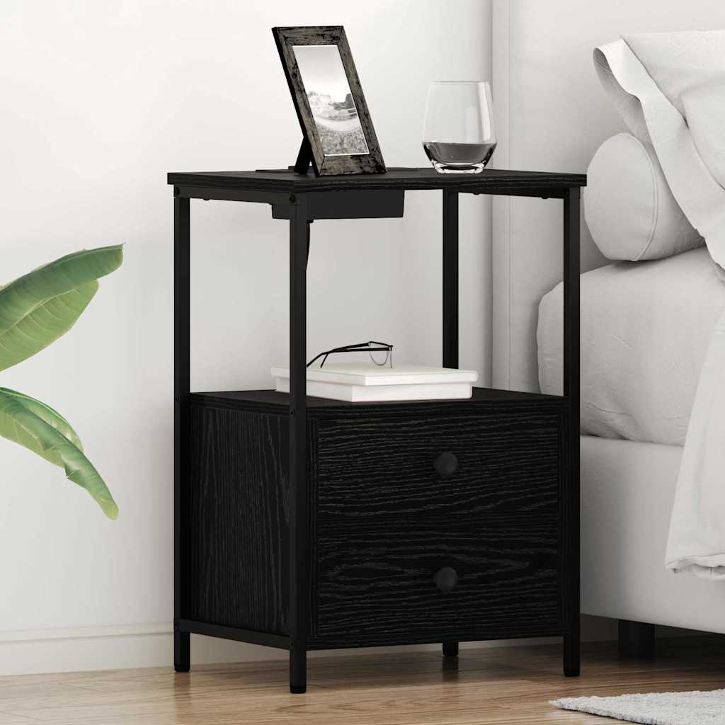 Κομοδίνο 2 pcs Μαύρη Οξυά 40 x 31 x 60 εκ. Επεξεργασμένο ξύλο - Pakobazaar