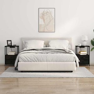 Κομοδίνο 2 pcs Μαύρη Οξυά 40 x 31 x 60 εκ. Επεξεργασμένο ξύλο - Pakobazaar
