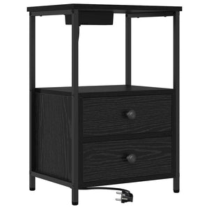 Κομοδίνο 2 pcs Μαύρη Οξυά 40 x 31 x 60 εκ. Επεξεργασμένο ξύλο - Pakobazaar