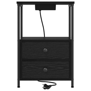 Κομοδίνο 2 pcs Μαύρη Οξυά 40 x 31 x 60 εκ. Επεξεργασμένο ξύλο - Pakobazaar