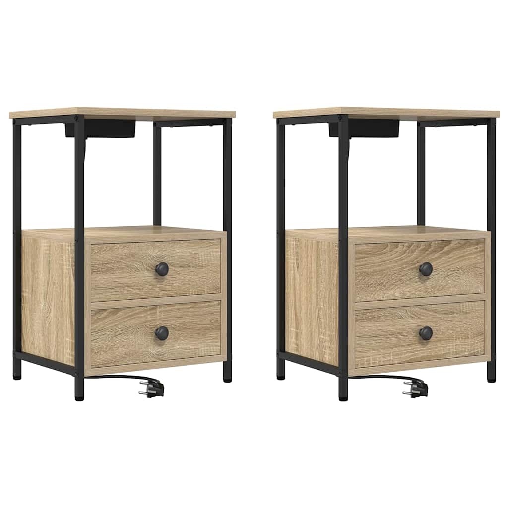 Κομοδίνο 2 pcs Δρύς Sonoma 40 x 31 x 60 εκ. Επεξεργασμένο ξύλο - Pakobazaar