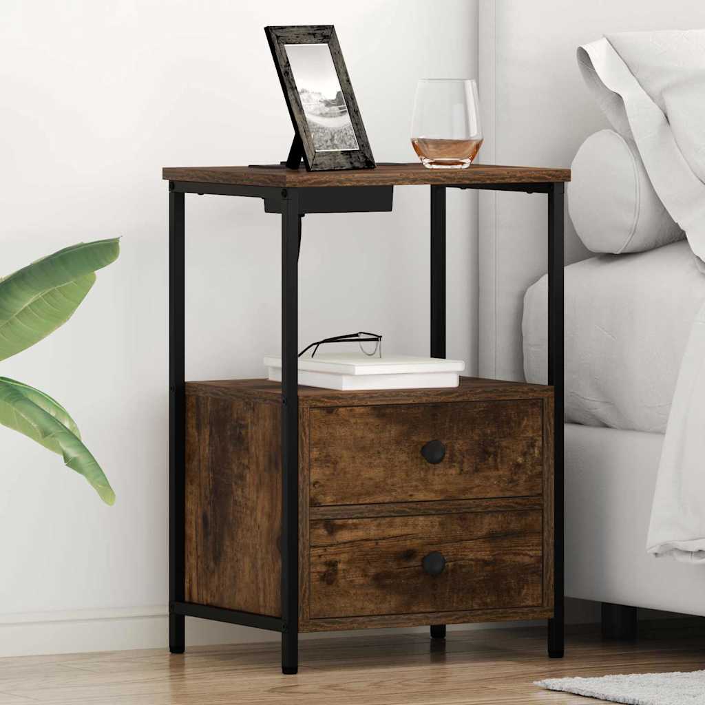 Κομοδίνο με συρτάρι 2 pcs Καπνιστό Δρύς 40 x 31 x 60 εκ. - Pakobazaar