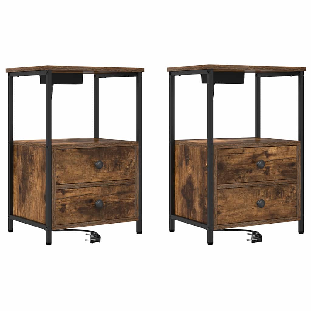 Κομοδίνο με συρτάρι 2 pcs Καπνιστό Δρύς 40 x 31 x 60 εκ. - Pakobazaar