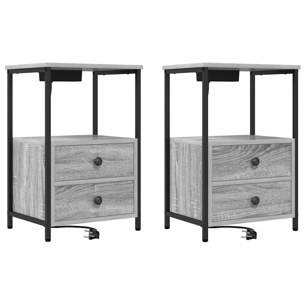 Κομοδίνο με συρτάρι 2 pcs Γκρίζο Σονομα 40 x 31 x 60 εκ. - Pakobazaar