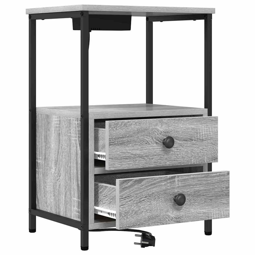 Κομοδίνο με συρτάρι 2 pcs Γκρίζο Σονομα 40 x 31 x 60 εκ. - Pakobazaar