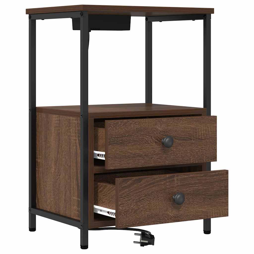 Κομοδίνο 2 pcs Καφέ δρυς 40 x 31 x 60 εκ. Επεξεργασμένο ξύλο - Pakobazaar