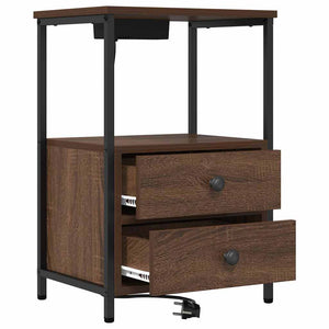 Κομοδίνο 2 pcs Καφέ δρυς 40 x 31 x 60 εκ. Επεξεργασμένο ξύλο - Pakobazaar