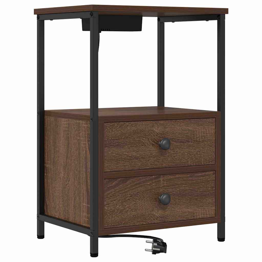 Κομοδίνο 2 pcs Καφέ δρυς 40 x 31 x 60 εκ. Επεξεργασμένο ξύλο - Pakobazaar