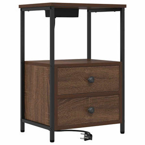 Κομοδίνο 2 pcs Καφέ δρυς 40 x 31 x 60 εκ. Επεξεργασμένο ξύλο - Pakobazaar
