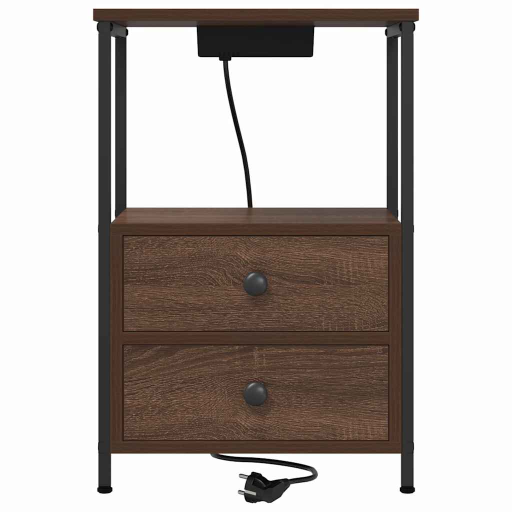 Κομοδίνο 2 pcs Καφέ δρυς 40 x 31 x 60 εκ. Επεξεργασμένο ξύλο - Pakobazaar