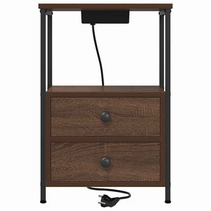 Κομοδίνο 2 pcs Καφέ δρυς 40 x 31 x 60 εκ. Επεξεργασμένο ξύλο - Pakobazaar