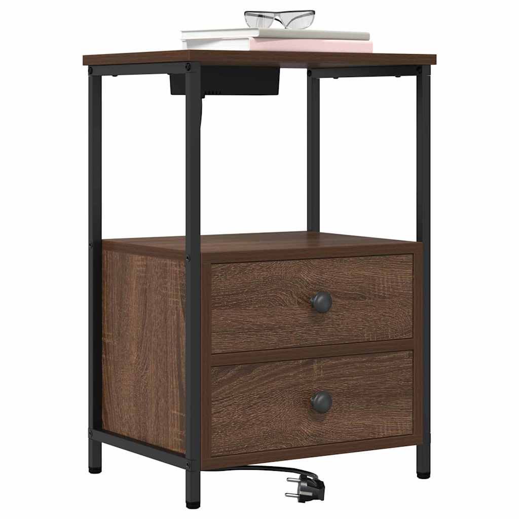 Κομοδίνο 2 pcs Καφέ δρυς 40 x 31 x 60 εκ. Επεξεργασμένο ξύλο - Pakobazaar
