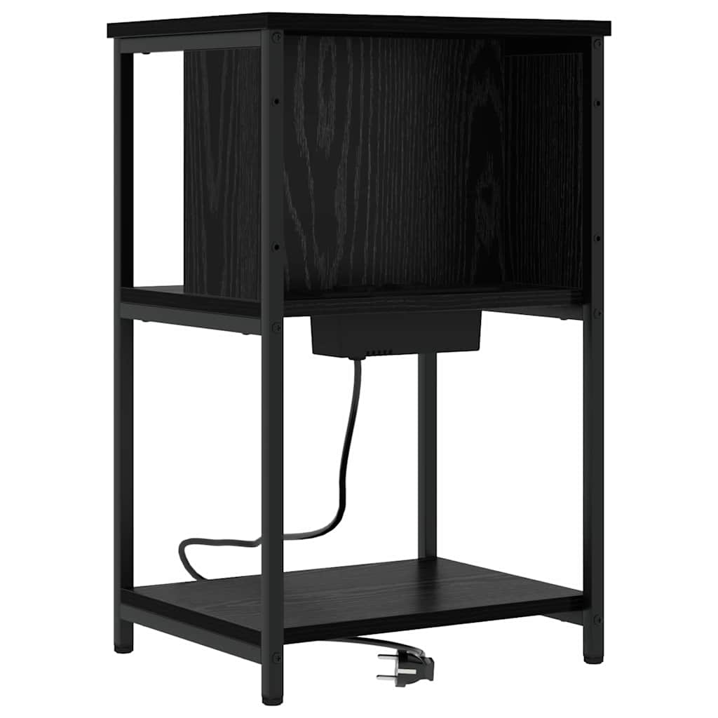 Κομοδίνο 2 pcs Μαύρη Οξυά 38 x 31 x 61 εκ Επεξεργασμένο ξύλο - Pakobazaar