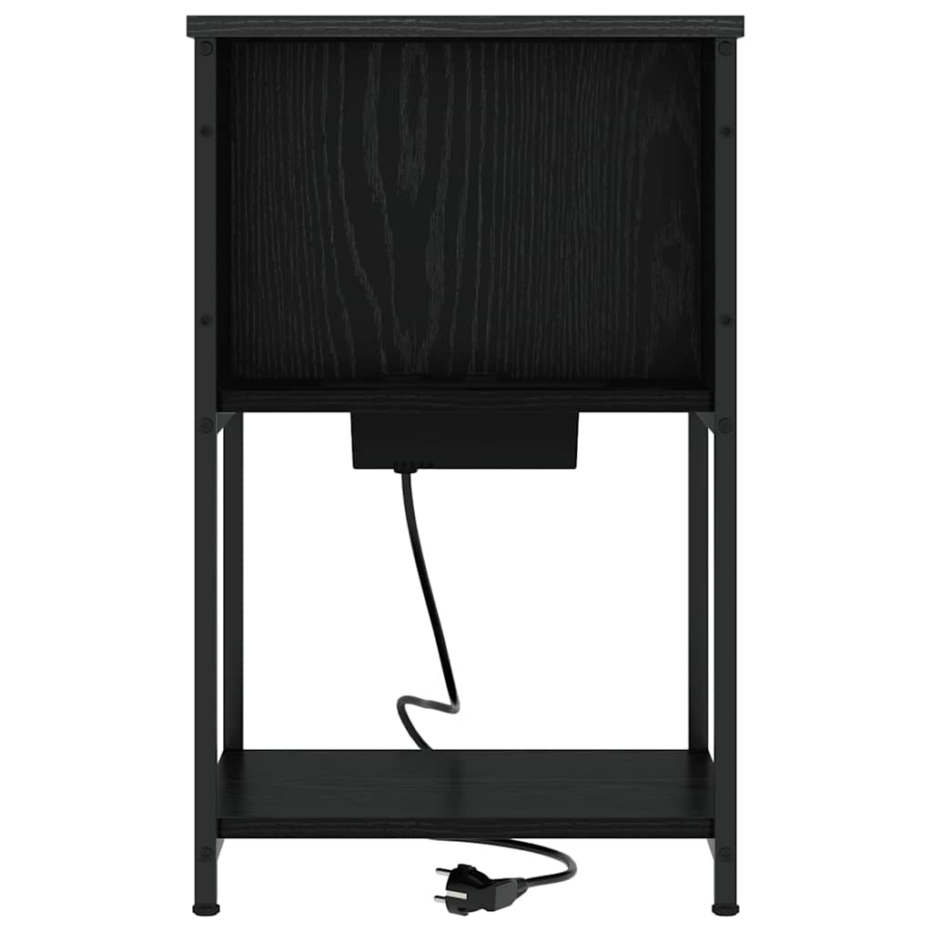 Κομοδίνο 2 pcs Μαύρη Οξυά 38 x 31 x 61 εκ Επεξεργασμένο ξύλο - Pakobazaar