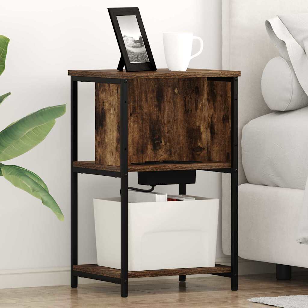 Κομοδίνο 2 pcs Καπνιστό Δρύς 38 x 31 x 61 εκ Επεξεργασμένο ξύλο - Pakobazaar
