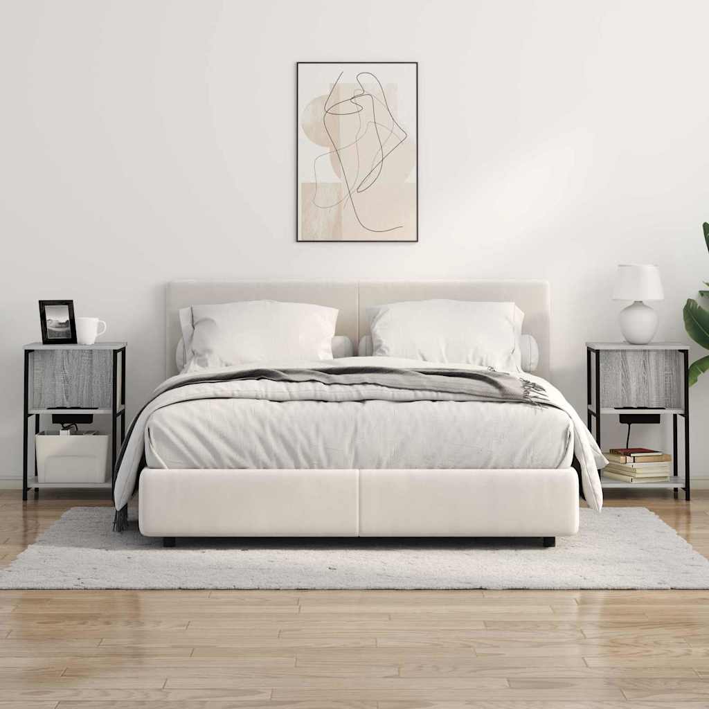 Κομοδίνο 2 pcs Γκρίζο Σονομα 38 x 31 x 61 εκ Επεξεργασμένο ξύλο - Pakobazaar