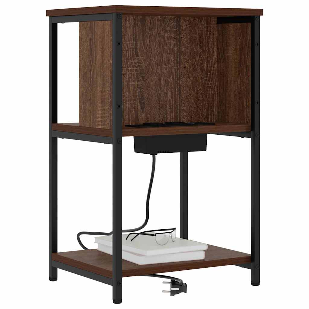 Κομοδίνο 2 pcs Καφέ δρυς 38 x 31 x 61 εκ Επεξεργασμένο ξύλο - Pakobazaar