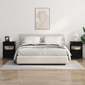 Κομοδίνο 2 pcs Μαύρη Οξυά 40 x 31 x 60 εκ. Επεξεργασμένο ξύλο - Pakobazaar