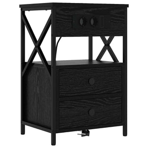 Κομοδίνο 2 pcs Μαύρη Οξυά 40 x 31 x 60 εκ. Επεξεργασμένο ξύλο - Pakobazaar