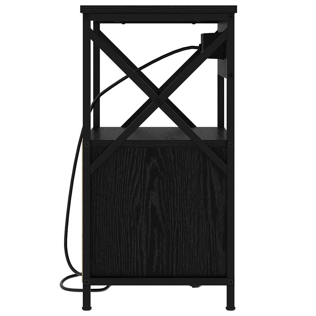 Κομοδίνο 2 pcs Μαύρη Οξυά 40 x 31 x 60 εκ. Επεξεργασμένο ξύλο - Pakobazaar