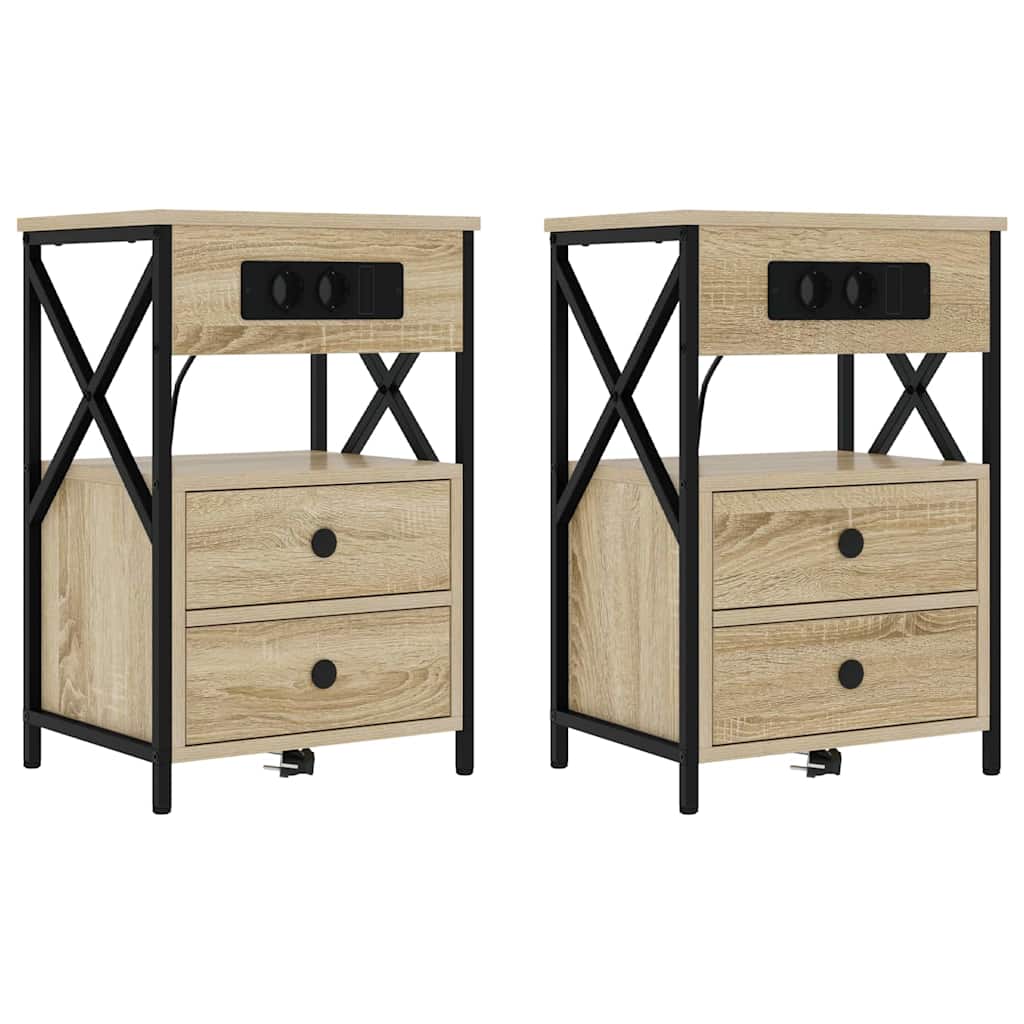 Κομοδίνο 2 pcs Δρύς Sonoma 40 x 31 x 60 εκ. Επεξεργασμένο ξύλο - Pakobazaar