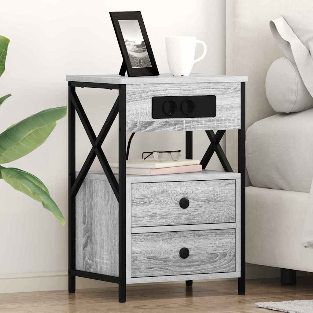Κομοδίνο με συρτάρι 2 pcs Γκρίζο Σονομα 40 x 31 x 60 εκ. - Pakobazaar