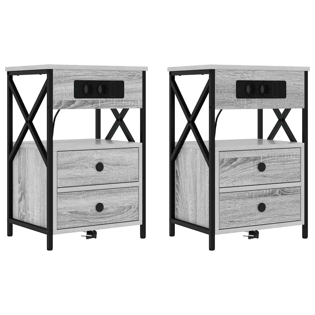 Κομοδίνο με συρτάρι 2 pcs Γκρίζο Σονομα 40 x 31 x 60 εκ. - Pakobazaar