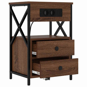 Κομοδίνο 2 pcs Καφέ δρυς 40 x 31 x 60 εκ. Επεξεργασμένο ξύλο - Pakobazaar