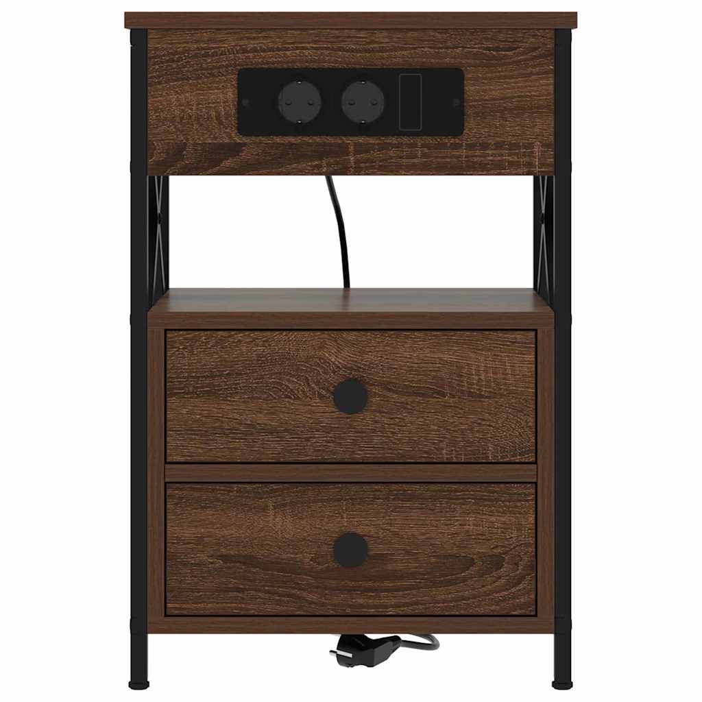 Κομοδίνο 2 pcs Καφέ δρυς 40 x 31 x 60 εκ. Επεξεργασμένο ξύλο - Pakobazaar
