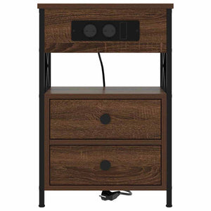 Κομοδίνο 2 pcs Καφέ δρυς 40 x 31 x 60 εκ. Επεξεργασμένο ξύλο - Pakobazaar