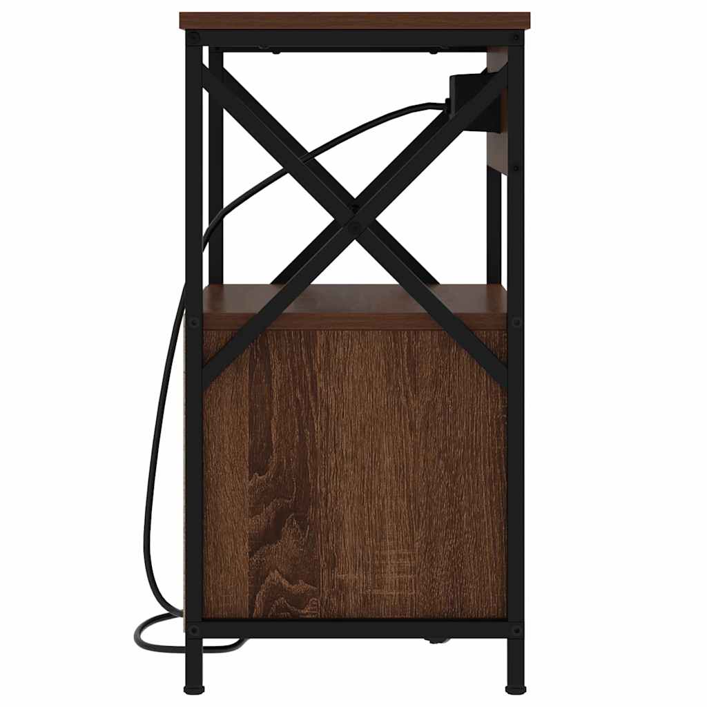 Κομοδίνο 2 pcs Καφέ δρυς 40 x 31 x 60 εκ. Επεξεργασμένο ξύλο - Pakobazaar
