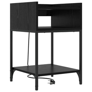 Κομοδίνο 2 pcs Μαύρη Οξυά 40 x 40 x 61 εκ Επεξεργασμένο ξύλο - Pakobazaar