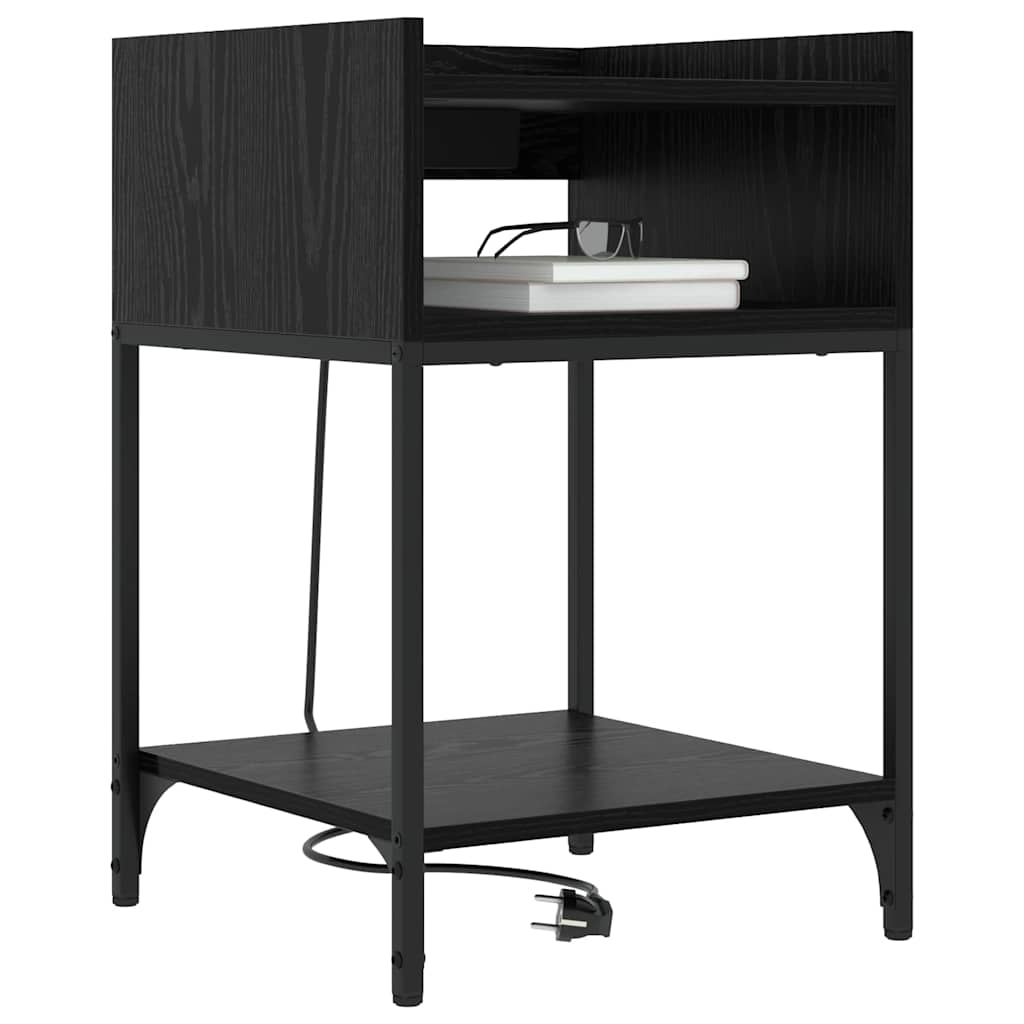 Κομοδίνο 2 pcs Μαύρη Οξυά 40 x 40 x 61 εκ Επεξεργασμένο ξύλο - Pakobazaar