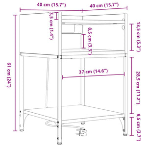 Κομοδίνο με ράφι Δρύς Sonoma 40 x 40 x 61 εκ Επεξεργασμένο ξύλο - Pakobazaar