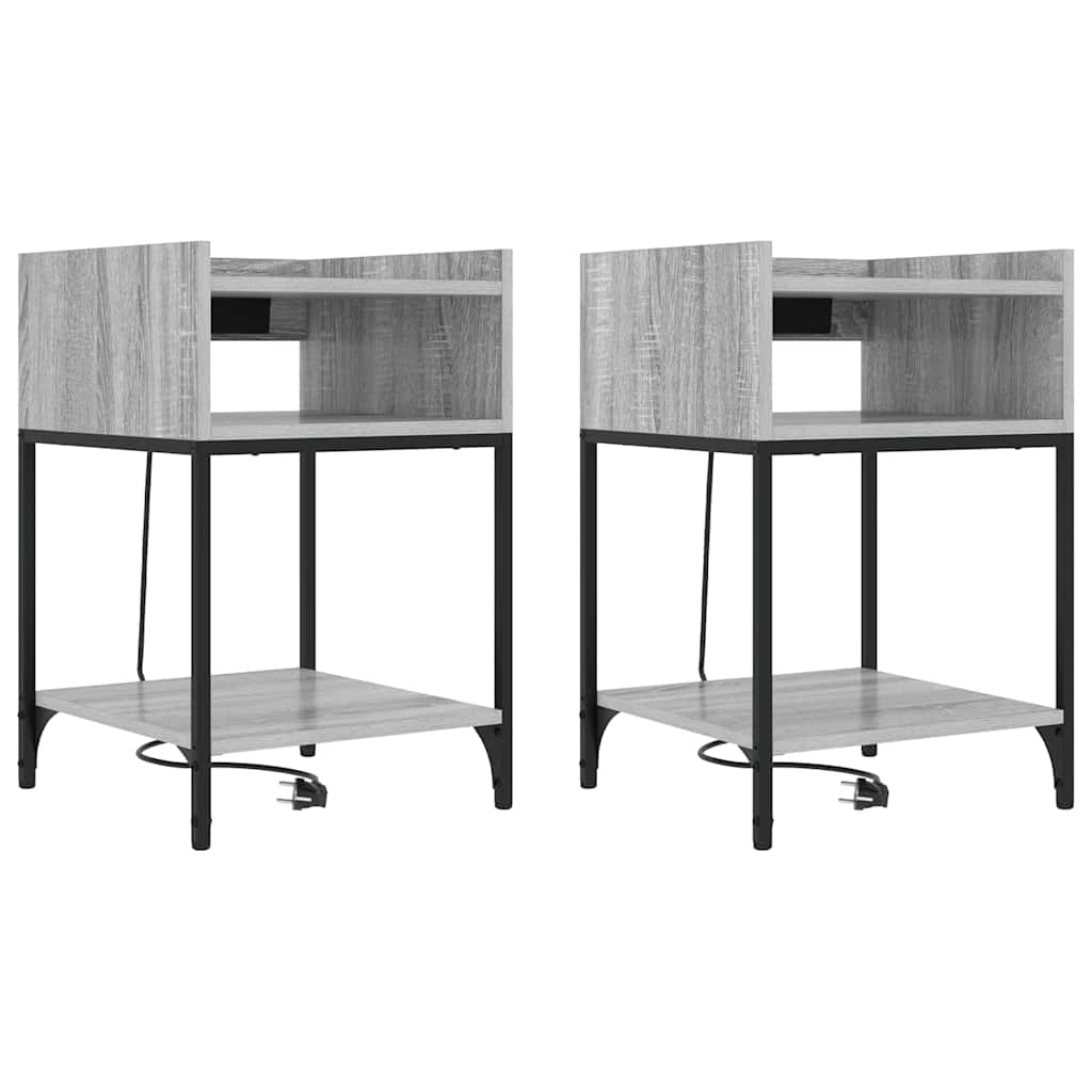 Κομοδίνο 2 pcs Γκρίζο Σονομα 40 x 40 x 61 εκ Επεξεργασμένο ξύλο - Pakobazaar
