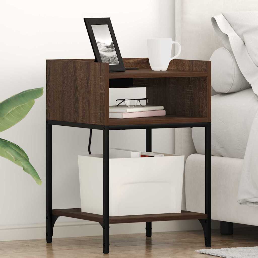 Κομοδίνο 2 pcs Καφέ δρυς 40 x 40 x 61 εκ Επεξεργασμένο ξύλο