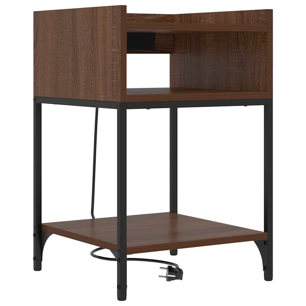 Κομοδίνο 2 pcs Καφέ δρυς 40 x 40 x 61 εκ Επεξεργασμένο ξύλο