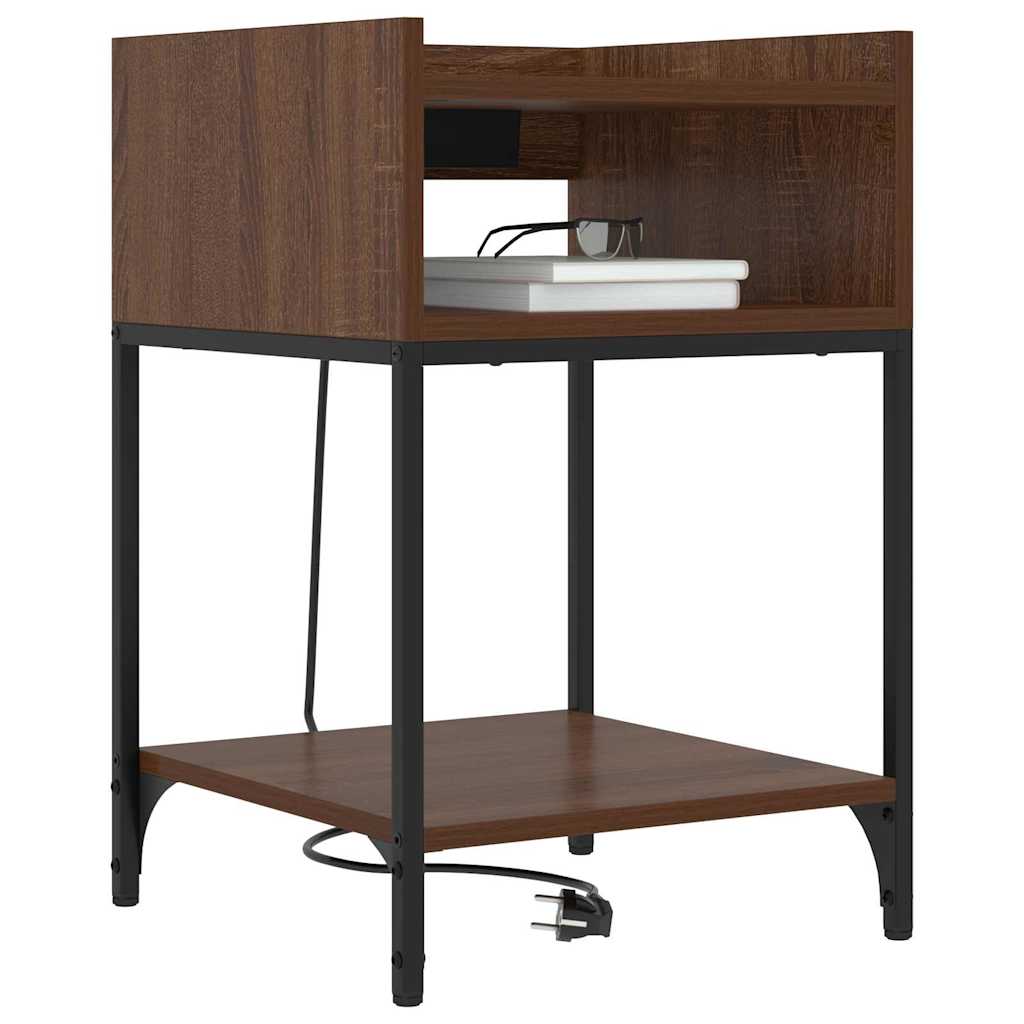 Κομοδίνο 2 pcs Καφέ δρυς 40 x 40 x 61 εκ Επεξεργασμένο ξύλο