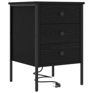 Κομοδίνο 2 pcs Μαύρη Οξυά 42 x 41 x 61 εκ Επεξεργασμένο ξύλο - Pakobazaar