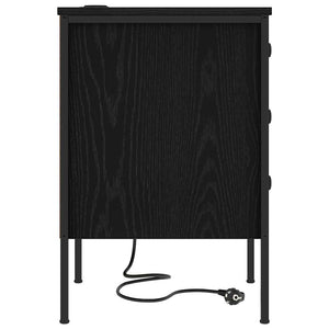 Κομοδίνο 2 pcs Μαύρη Οξυά 42 x 41 x 61 εκ Επεξεργασμένο ξύλο - Pakobazaar