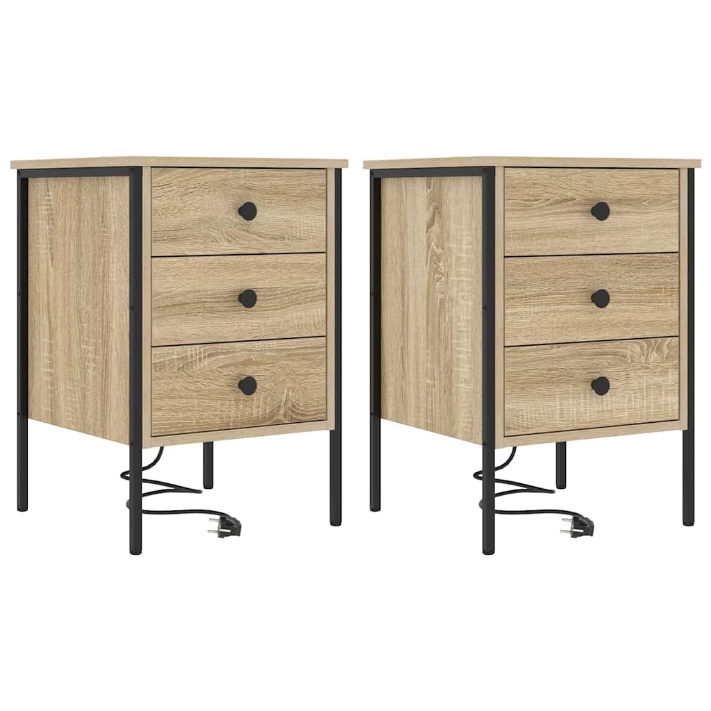 Κομοδίνο 2 pcs Δρύς Sonoma 42 x 41 x 61 εκ Επεξεργασμένο ξύλο - Pakobazaar