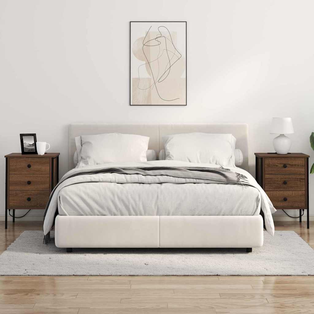Κομοδίνο 2 pcs Καφέ δρυς 42 x 41 x 61 εκ Επεξεργασμένο ξύλο - Pakobazaar
