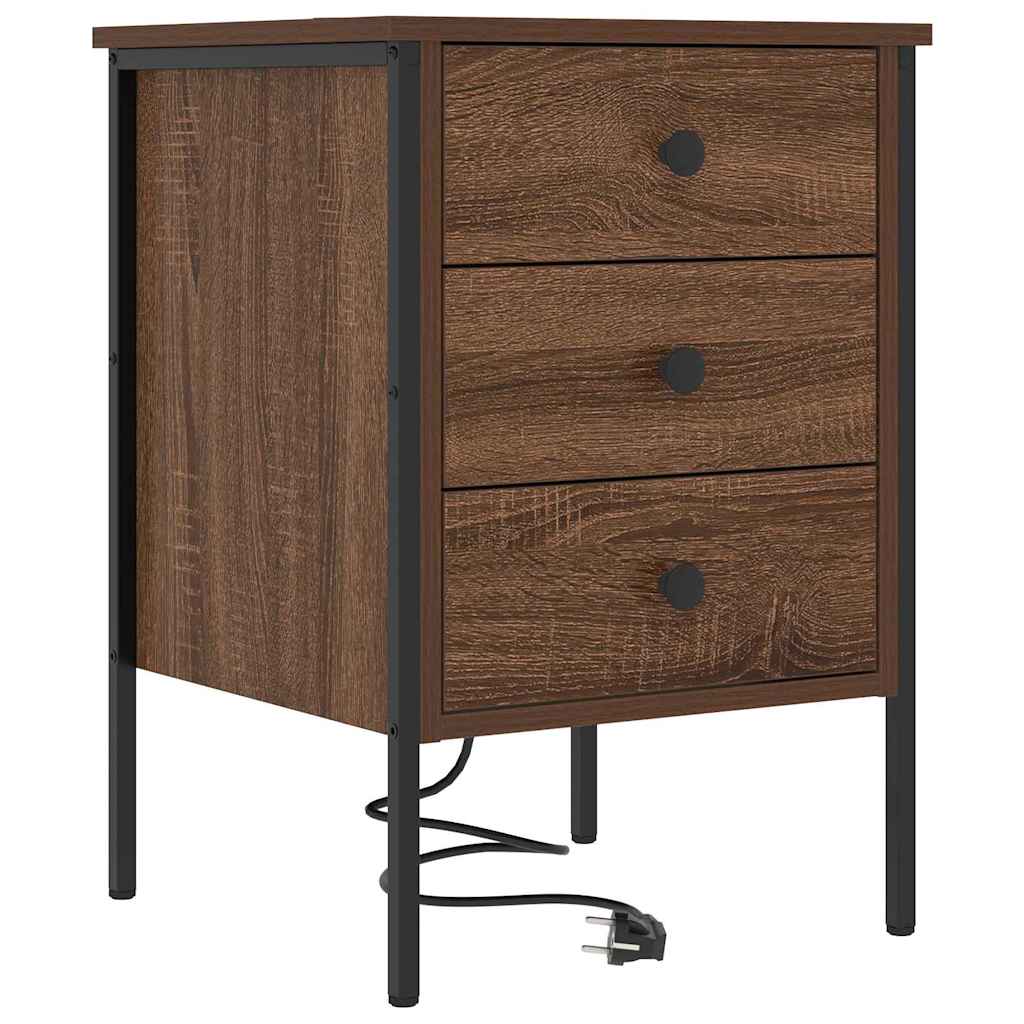 Κομοδίνο 2 pcs Καφέ δρυς 42 x 41 x 61 εκ Επεξεργασμένο ξύλο - Pakobazaar