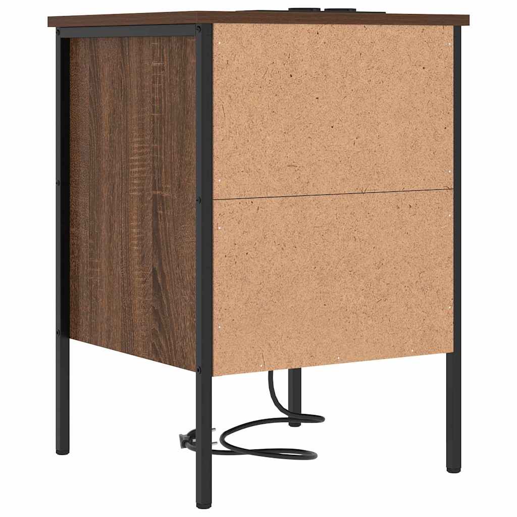 Κομοδίνο 2 pcs Καφέ δρυς 42 x 41 x 61 εκ Επεξεργασμένο ξύλο - Pakobazaar