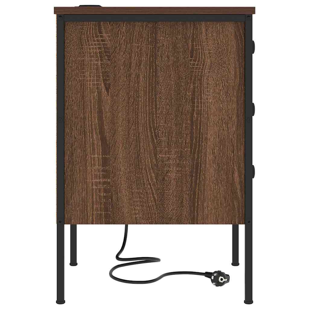 Κομοδίνο 2 pcs Καφέ δρυς 42 x 41 x 61 εκ Επεξεργασμένο ξύλο - Pakobazaar