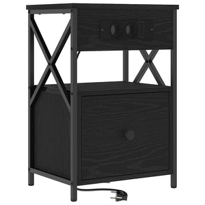 Κομοδίνο 2 pcs Μαύρη Οξυά 40 x 31 x 60 εκ. Επεξεργασμένο ξύλο - Pakobazaar