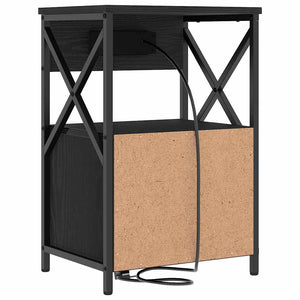 Κομοδίνο 2 pcs Μαύρη Οξυά 40 x 31 x 60 εκ. Επεξεργασμένο ξύλο - Pakobazaar