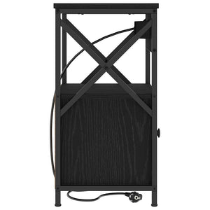 Κομοδίνο 2 pcs Μαύρη Οξυά 40 x 31 x 60 εκ. Επεξεργασμένο ξύλο - Pakobazaar